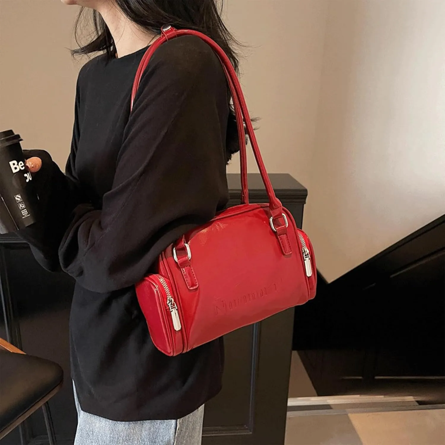 Y2k Purse 2000s Vintage Going Out Shoulder Street Girly Sporty Bowling Bag Retro Sporty Cute Grunge Leather Purses