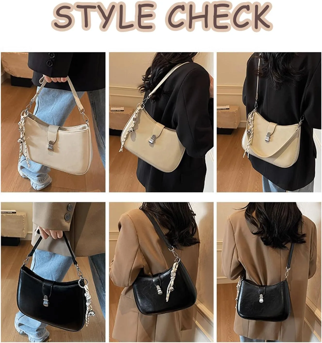 Y2k Purse Cute Hobo Shoulder Bag 2000s Vintage Cream Handbag Going Out Street Girly Trending Purses Women 2025