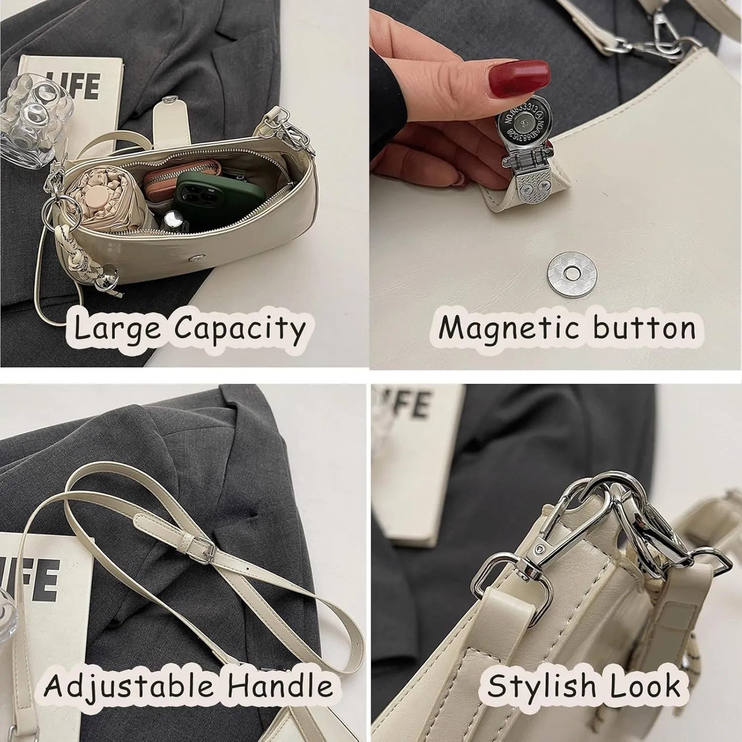 Y2k Purse Cute Hobo Shoulder Bag 2000s Vintage Cream Handbag Going Out Street Girly Trending Purses Women 2025