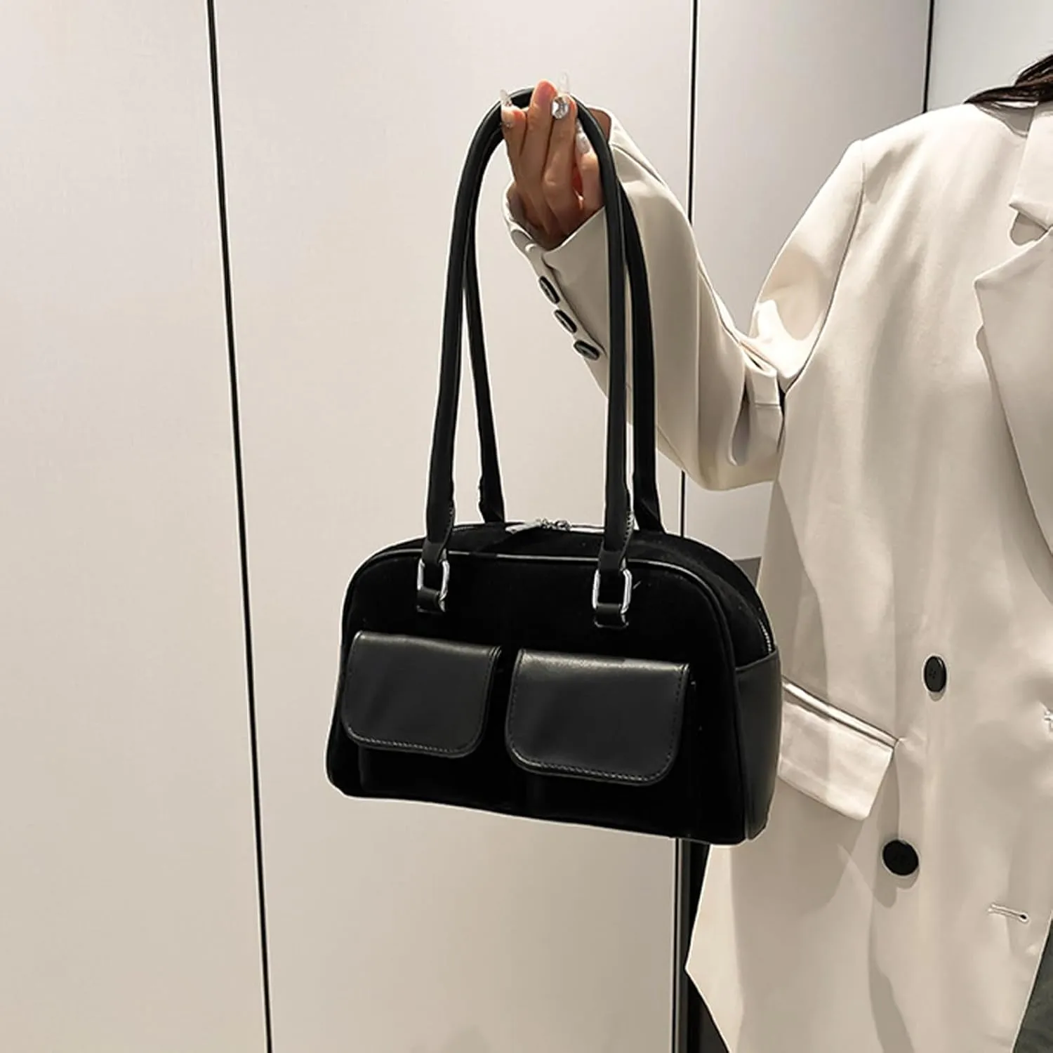 Y2K Shoulder Bag for Women Black Small Purse Brown Purse Trendy Purse Retro Women's Shoulder Handbags Purses