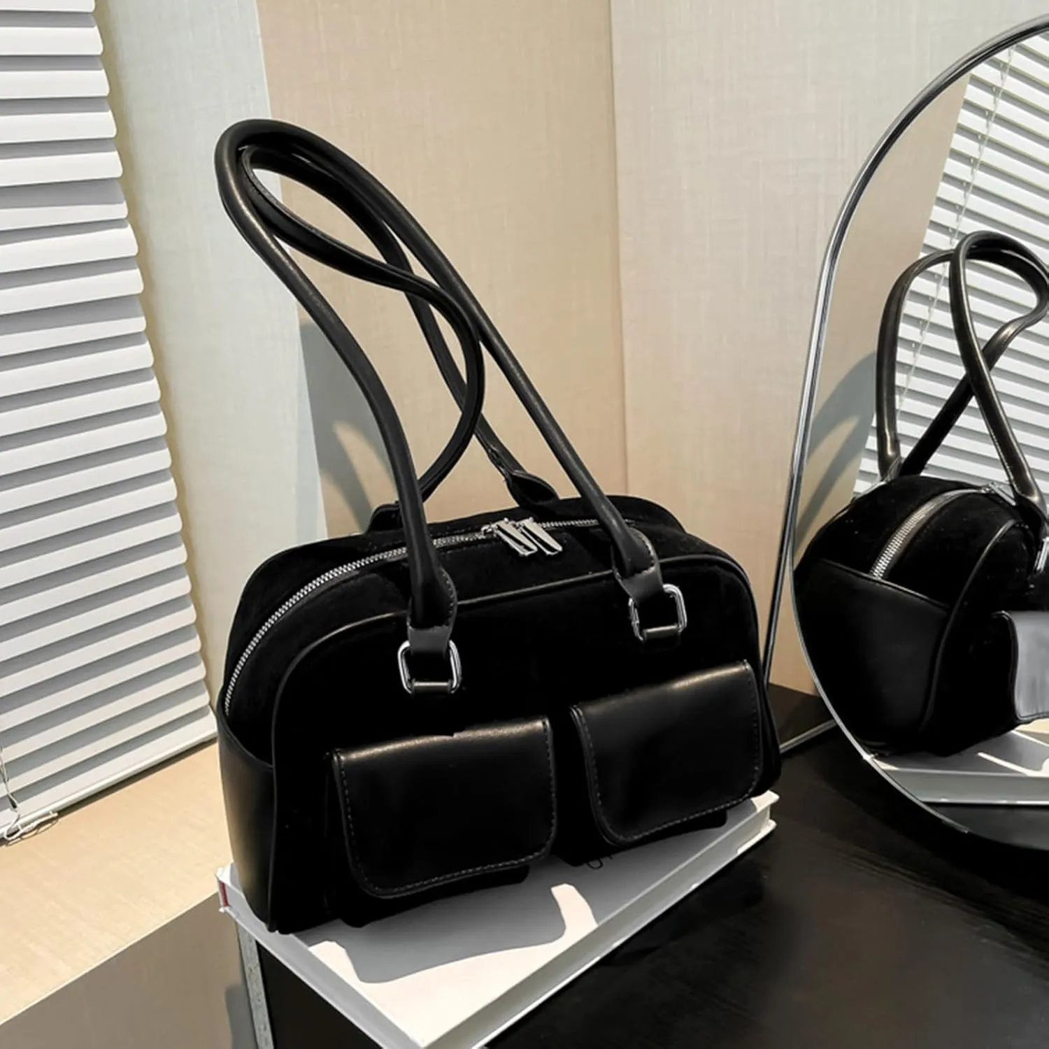 Y2K Shoulder Bag for Women Black Small Purse Brown Purse Trendy Purse Retro Women's Shoulder Handbags Purses