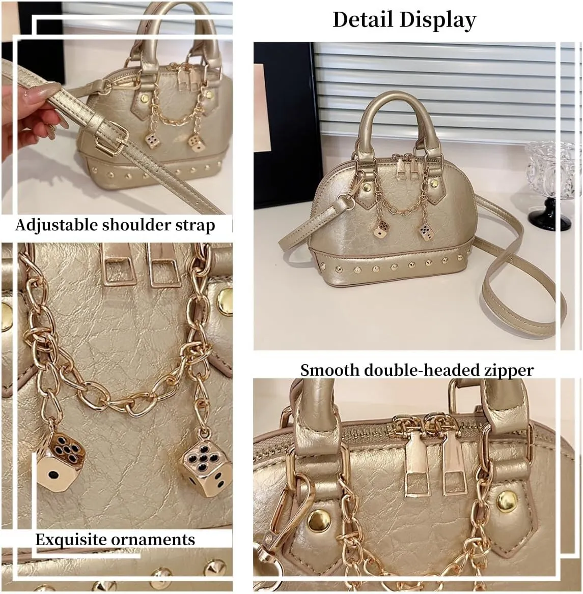 Y2K Shoulder Bag for Women - Cute Crossbody and Top-Handle Purses with Dice Decoration for Everyday Use