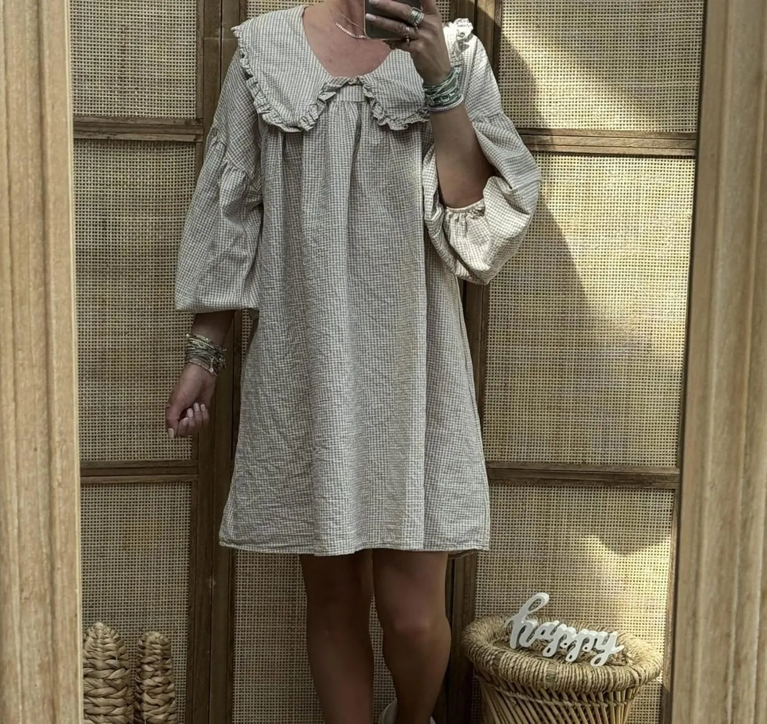 Y2k Womens Babydoll Dress Puff Long Sleeve Dress A Line Mini Dress Plaid Dress Mini Dress Ruffle Short Dress