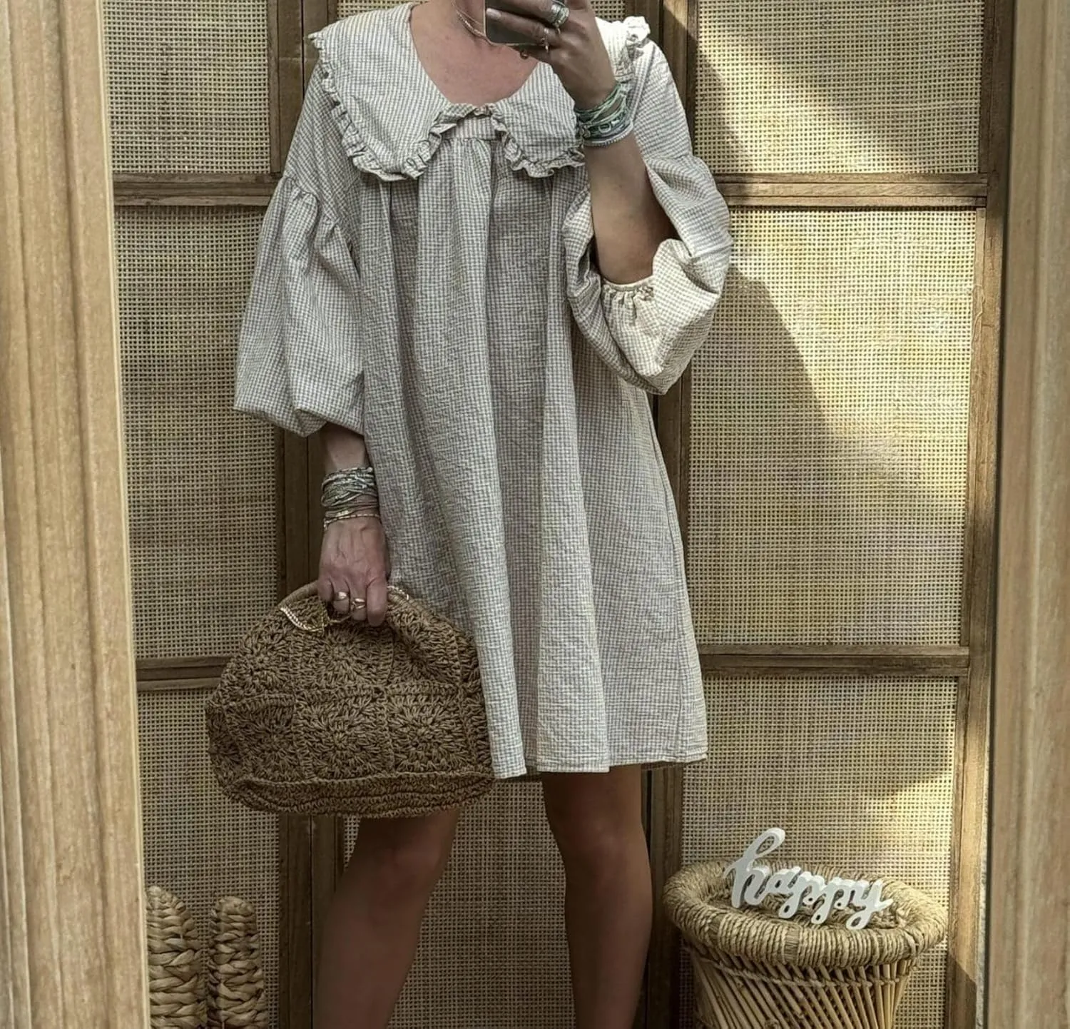 Y2k Womens Babydoll Dress Puff Long Sleeve Dress A Line Mini Dress Plaid Dress Mini Dress Ruffle Short Dress