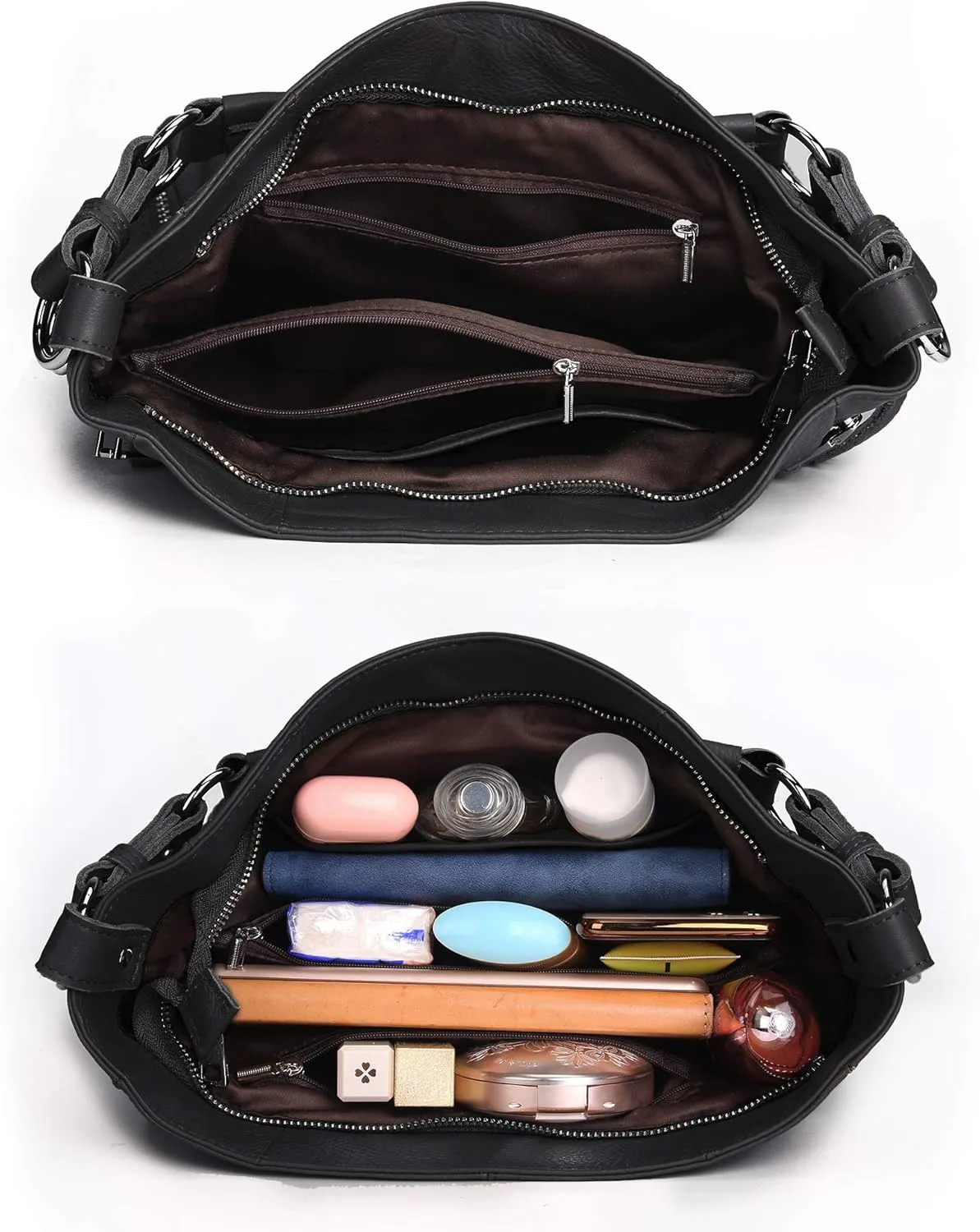 YALUXE Genuine Leather Shoulder Bags Stylish Hobo Handbags Purses Crossbody Bags for Women