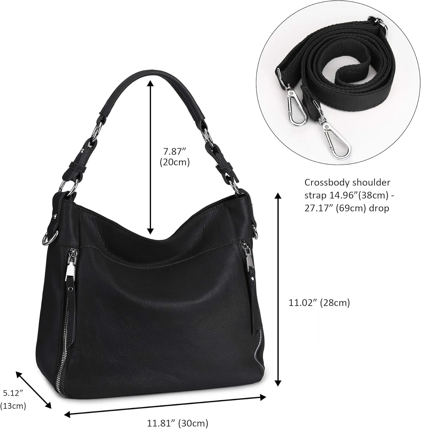 YALUXE Genuine Leather Shoulder Bags Stylish Hobo Handbags Purses Crossbody Bags for Women
