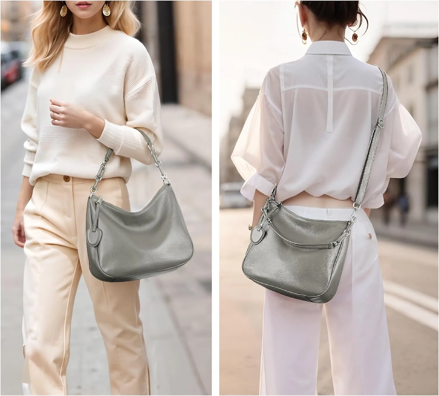 YALUXE Real Leather Hobo Bags for Women Designer Handbags Shoulder Bags Cross-body Purses