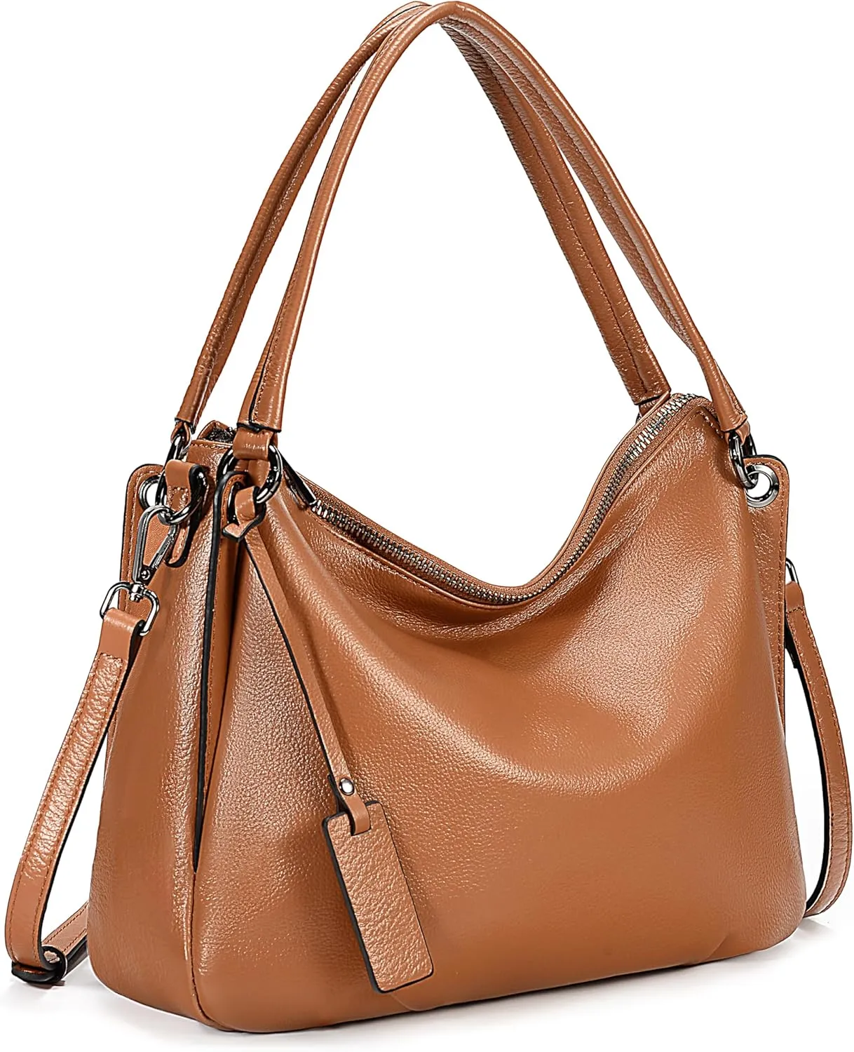 YALUXE Women's Genuine Leather Shoulder Bags Minimalist Handbags Purses with Dual Handles & Detachable Long Strap