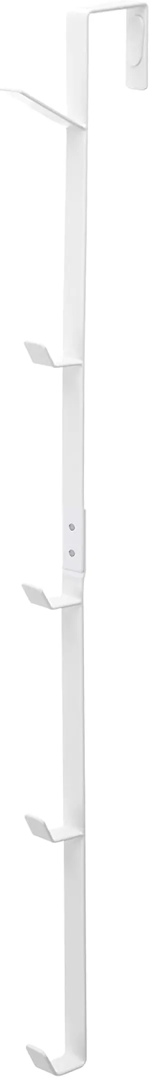 Yamazaki Home Over The Door Hooks - Vertical Hanging Coat Rack, Steel, Over-the-Door, No Assembly Req., Fits Doors up to 1.375" thick, white