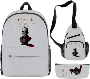 Yandel Sinfonico Tour 2025 Backpack 3 Pieces Sets Vintage Crossbody Bag Fashion Casual Travel Bag (Gray)