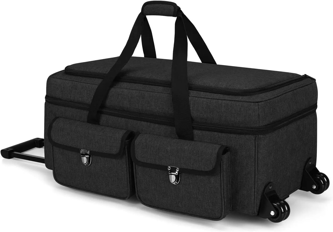 Yarwo Rolling Craft Tote Bag with Wheels Compatible for Cricut Maker, Maker 3, Explore Air 2, Explore 3, Cameo 4, Cameo 5, Double Layers Carrying Case for Die Cut Machine and Supplies, Black(Patented)