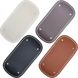 Yayatty PU Leather Bag Bottom, 4 PCS Rectangle Bag Base Insert Cushion Base with Holes for DIY Knitting Crochet Bags Tote Bucket, Purse Making Supply, 30 x 15cm