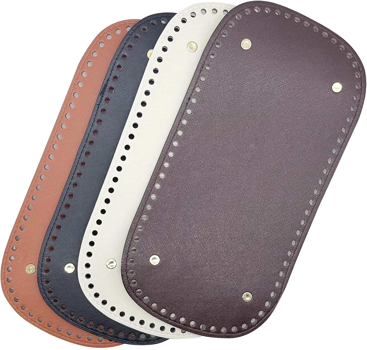 Yayatty PU Leather Bag Bottom, 4 PCS Rectangle Bag Base Insert Cushion Base with Holes for DIY Knitting Crochet Bags Tote Bucket, Purse Making Supply, 30 x 15cm