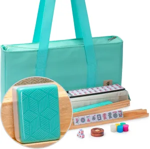 Yellow Mountain Imports American Mahjong Set, Pepper with Pepper Green Soft Case - 4 All-in-One Racks with Pushers, Wright Patterson Betting Coins, Dice, & Wind Indicator
