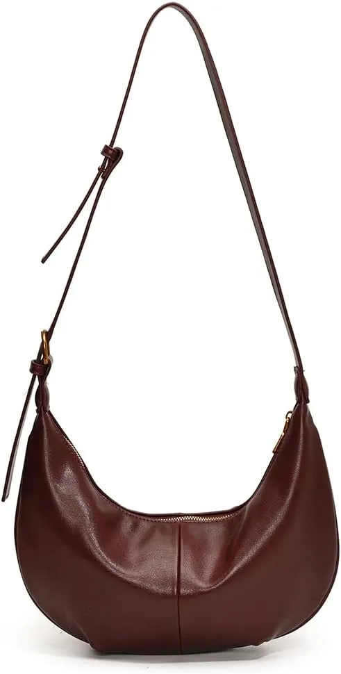 YFGBCX Leather Hobo Bags for Women Tote Bag with Zipper Womens Crescent Crossbody Bag