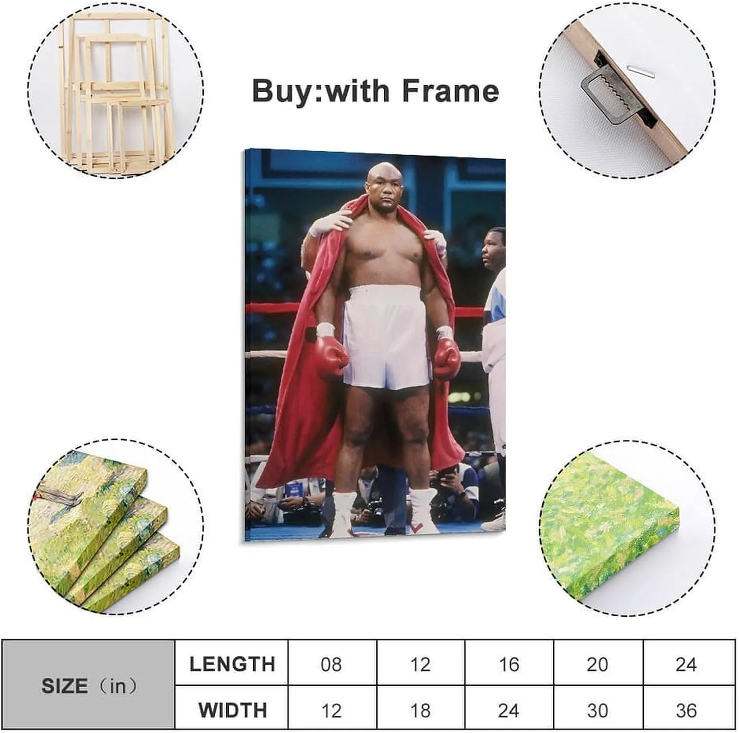 yizhuozuo George Foreman Boxer Poster Poster Album Cover Posters for Bedroom Wall Art Canvas Posters Music Album Cover Poster 24x36inch(60x90cm) Frame-style