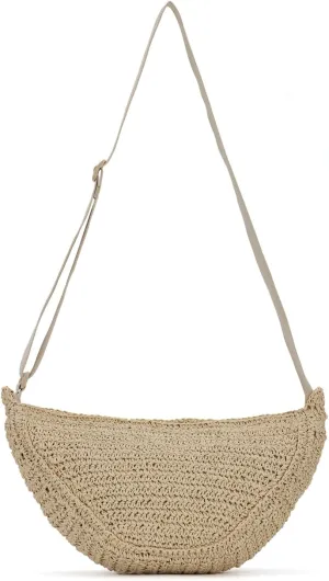 Ynport Straw Crossbody Bag for Women, Summer Beach Woven Purses Hobo Dumpling Bag Casual Shoulder Bag Crochet Purse