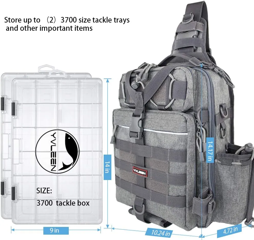 YVLEEN Fishing Tackle Backpack Storage Bag，Water-Resistant Fishing Backpack with Rod Holder，Fishing Gear Bag Gift for Men