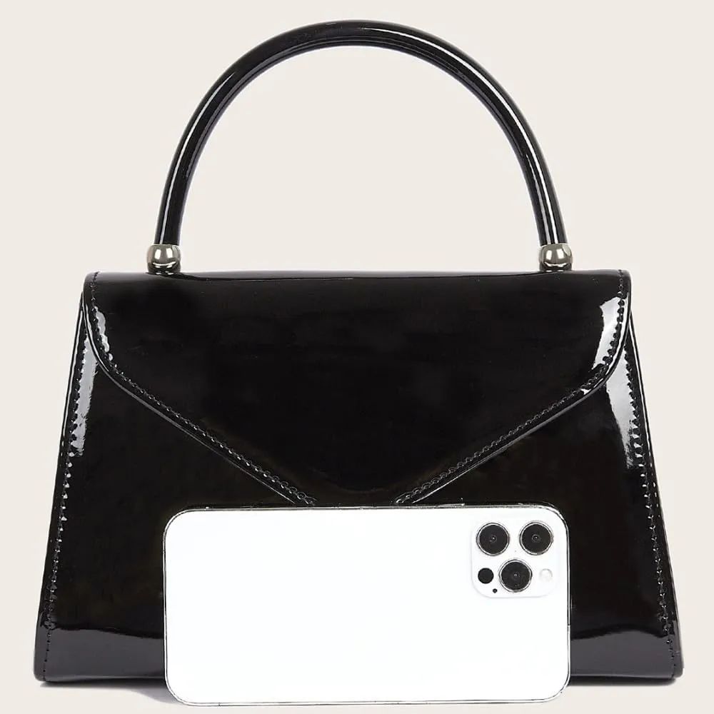 ZiMing Glossy Patent Leather Handbag for Women Evening Bag Small Satchel Bag Chain Shoulder Bag Flip Top Handle Bag