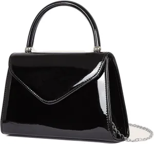 ZiMing Glossy Patent Leather Handbag for Women Evening Bag Small Satchel Bag Chain Shoulder Bag Flip Top Handle Bag