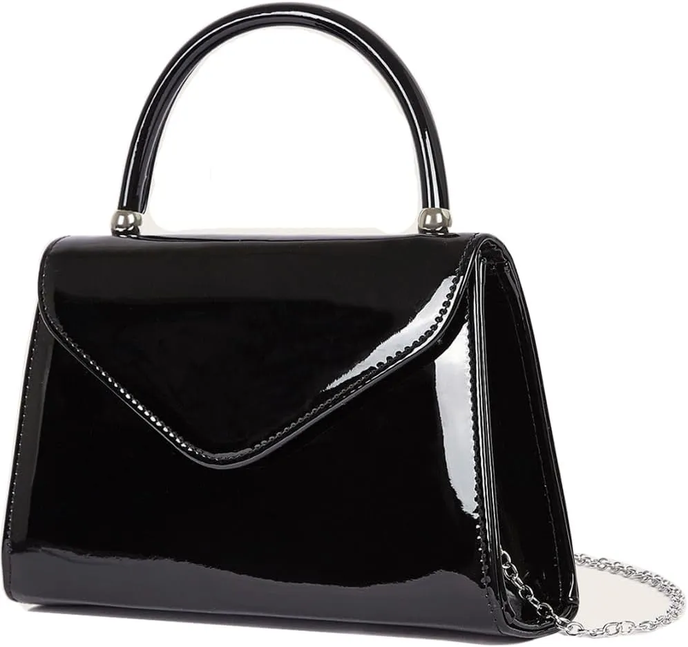 ZiMing Glossy Patent Leather Handbag for Women Evening Bag Small Satchel Bag Chain Shoulder Bag Flip Top Handle Bag