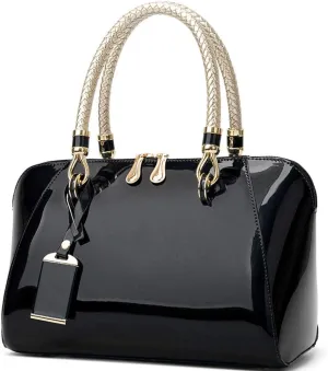 ZiMing Glossy Patent Leather Handbags for Women Top Handle Purse Satchel Bag Stylish Handbag Medium Tote Bags Shoulder Bag
