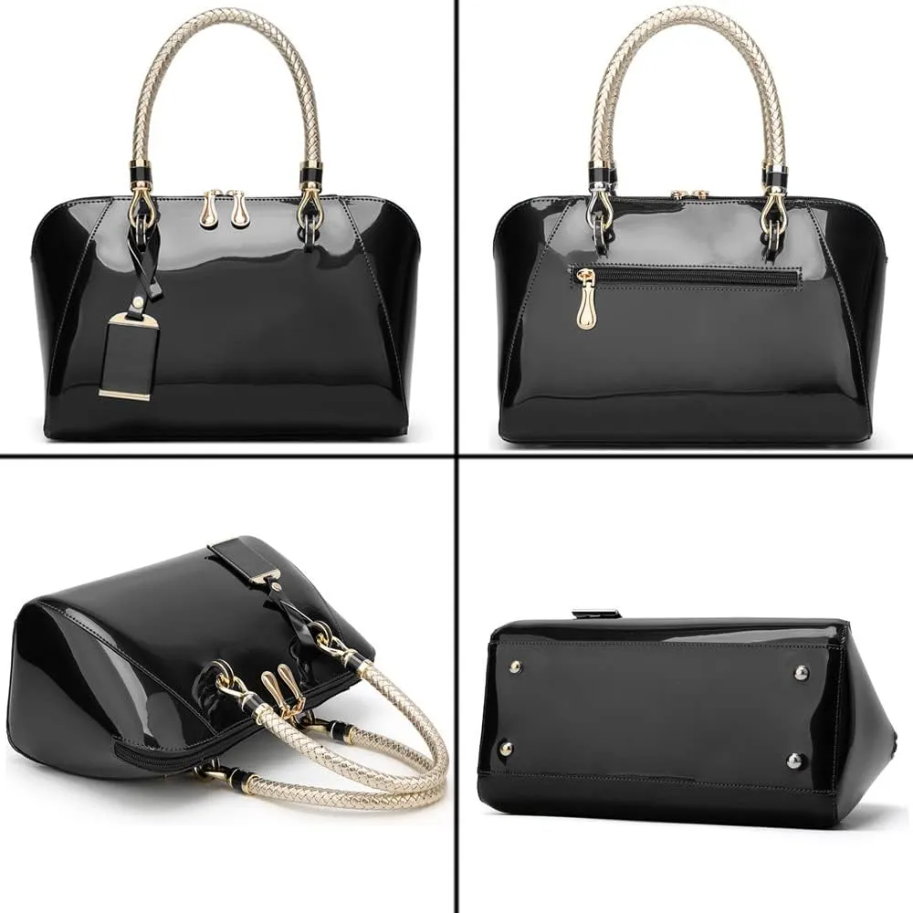 ZiMing Glossy Patent Leather Handbags for Women Top Handle Purse Satchel Bag Stylish Handbag Medium Tote Bags Shoulder Bag