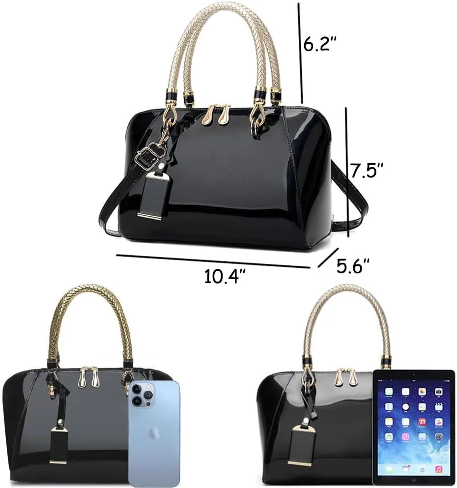 ZiMing Glossy Patent Leather Handbags for Women Top Handle Purse Satchel Bag Stylish Handbag Medium Tote Bags Shoulder Bag
