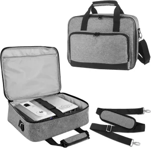 ZKOO Projector Carrying Case, Projector Bag Compatible with Most Projectors, Includes Storage Pockets & Adjustable Shoulder Straps, Travel Projector Case, 14" x 11" x 4" (Gray)