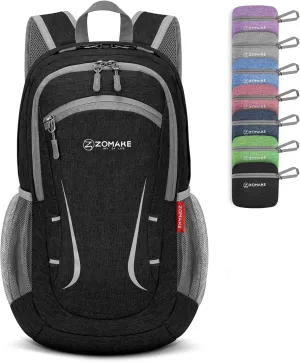 ZOMAKE Lightweight Packable Backpack 20L, Foldable Backpacks Small Daypack Hiking Daypacks Water Resistant Day Bag for Travel(Black)