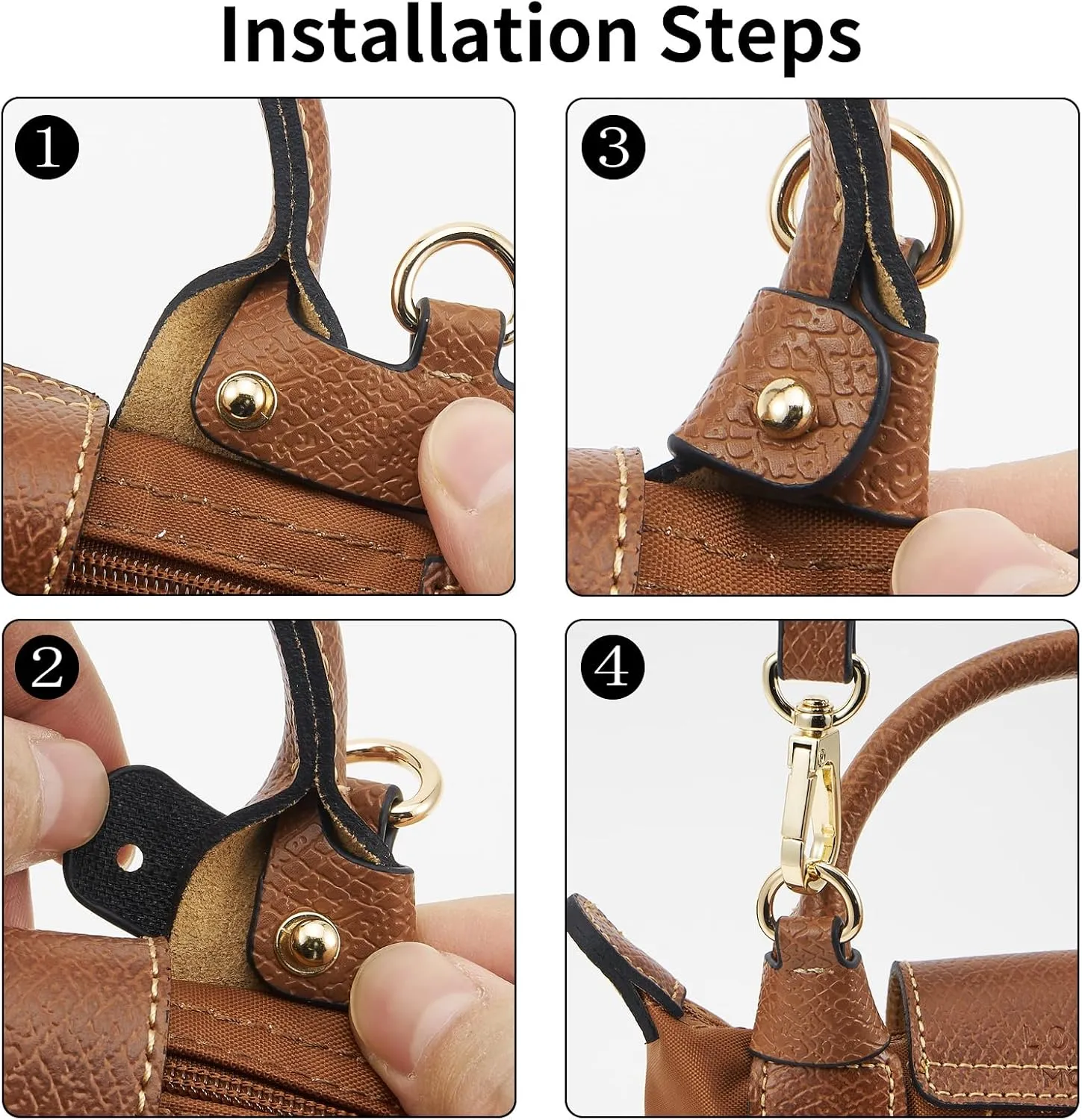 ZOOEASS Leather Purse Strap Replacement Bag Straps for Longchamp Handbags Women Leather Crossbody Shoulder Strap Adjustable