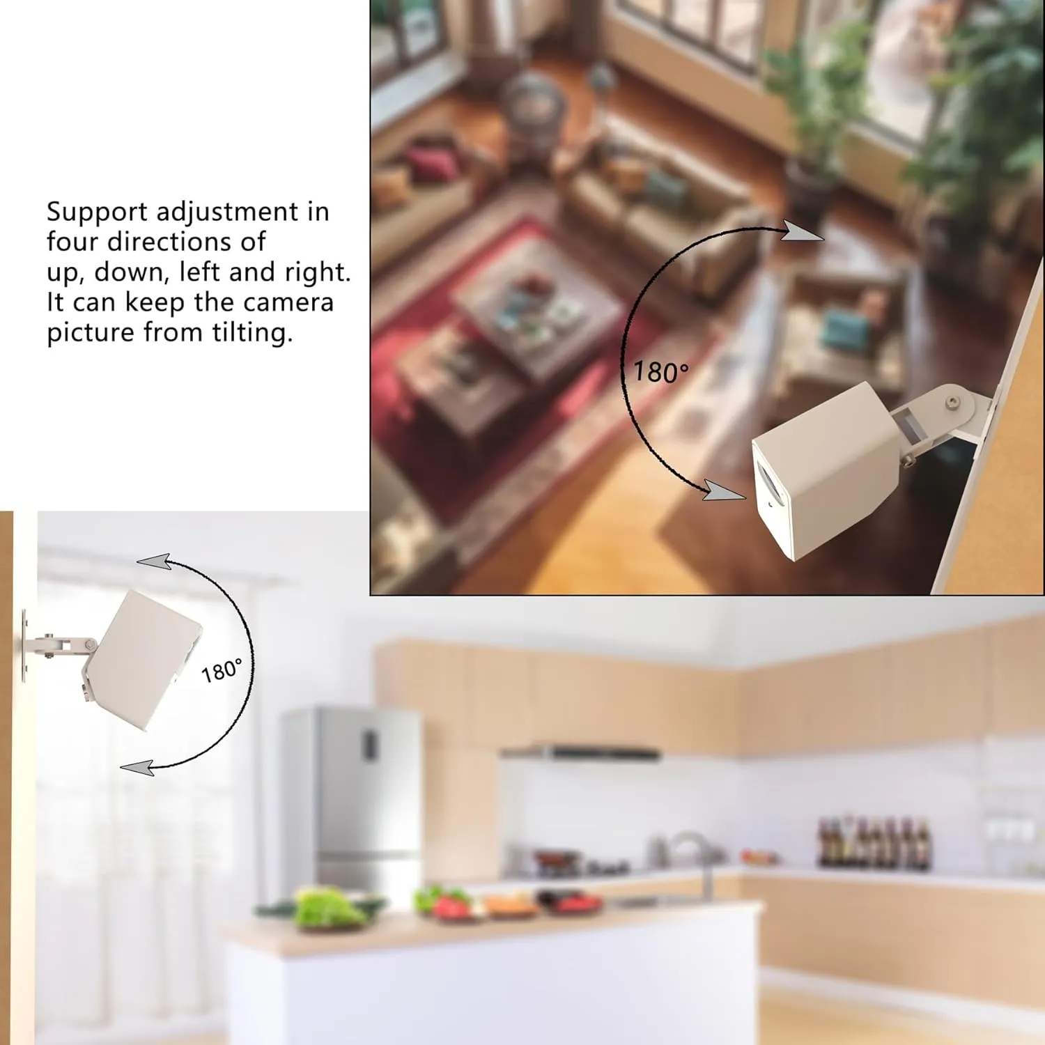 Zwolf Metal Wall Mount Compatible with SimpliSafe Smart Alarm Wireless Indoor Security Camera, 360 Degree Adjustable Upright from The Ceiling or Wall for SimpliSafe Indoor Camera