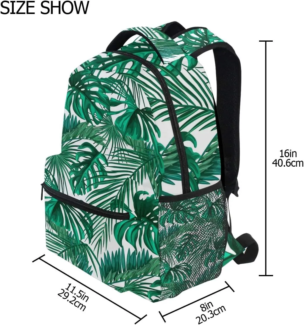 ZZKKO Palm Leave Computer Backpacks Book Bag Travel Hiking Camping Daypack